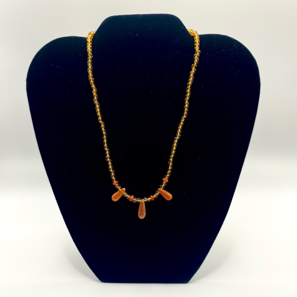 NWT Peyote Bird Orange Teardrop Beaded Necklace